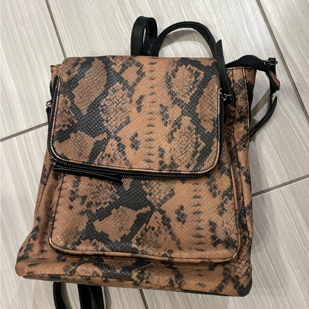Snake skin backpack purse